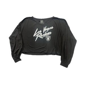 Majestic Threads Las Vegas Raiders Shirt Womens Large Black Cotton Graphic Print